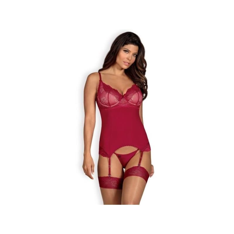 Rosalyne Corset and Thong Red - Taglia XXL Rosalyne Corset and Thong Red - Taglia XXL
