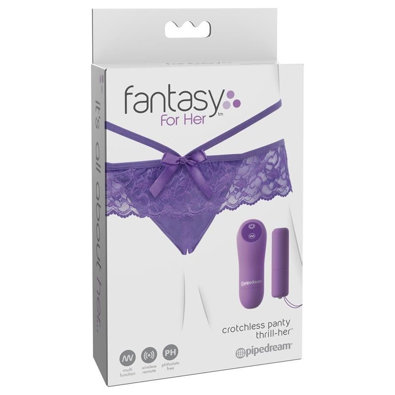 Crotchless Panty with Vibrating Bullet Thrill-Her With Remote Control Crotchless Panty with Vibrating Bullet Thrill-Her With Remote Control