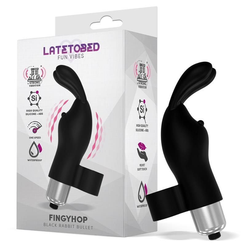 Fingyhop Vibrating Bullet with Rabbit Black Fingyhop Vibrating Bullet with Rabbit Black