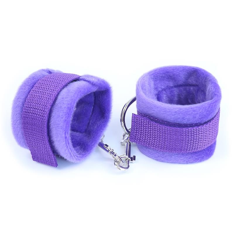 Handcuffs with Velcro with Long Fur Purple Handcuffs with Velcro with Long Fur Purple