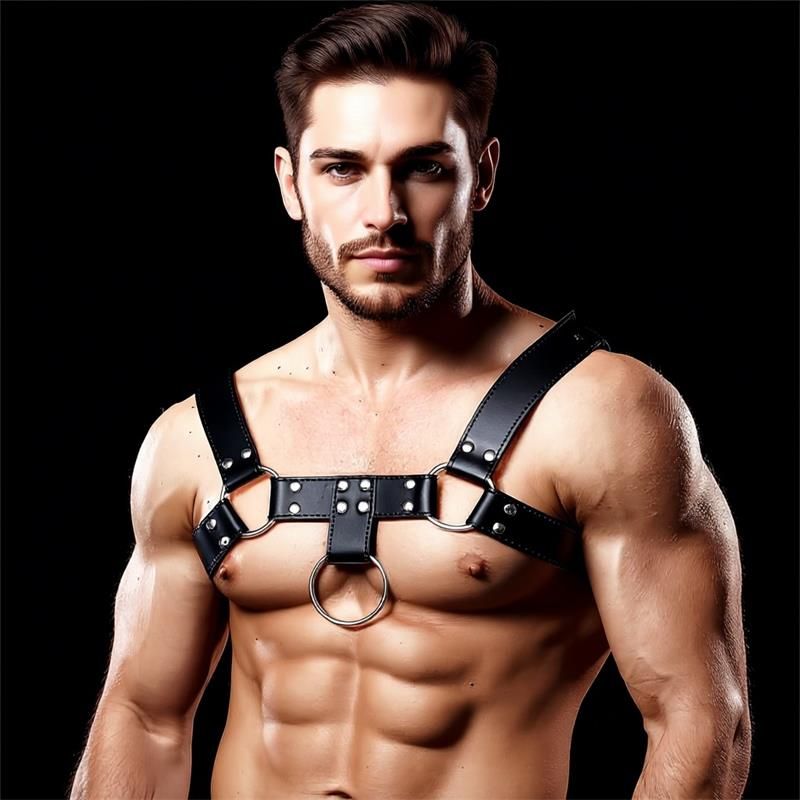 Domine Male Chest Bondage Harness Vegan Leather Domine Male Chest Bondage Harness Vegan Leather