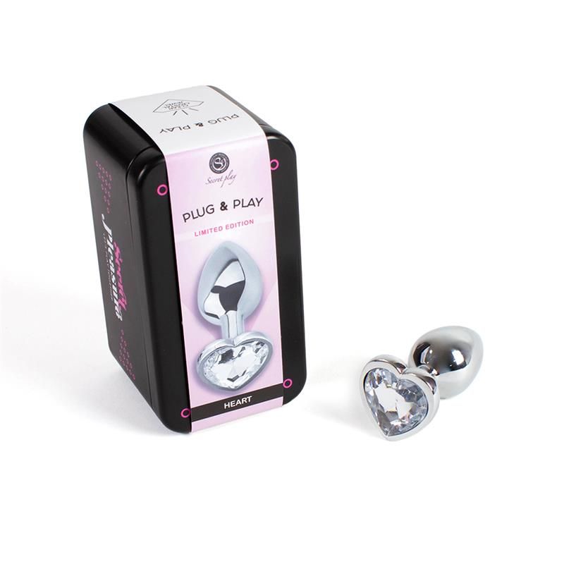 Clear Crystal Heart Metal Butt Plug Size S Clear Crystal Heart Metal Butt Plug Size S