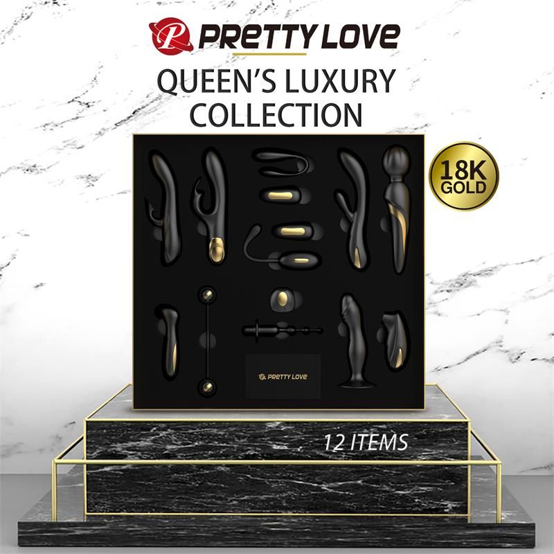 Luxury Set Queens with 12 Toys Black and 18k Gold Luxury Set Queens with 12 Toys Black and 18k Gold