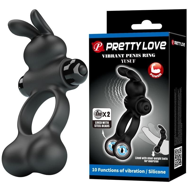 Yusuf Vibrating Penis Ring with Steel Beads 2x33gr Yusuf Vibrating Penis Ring with Steel Beads 2x33gr