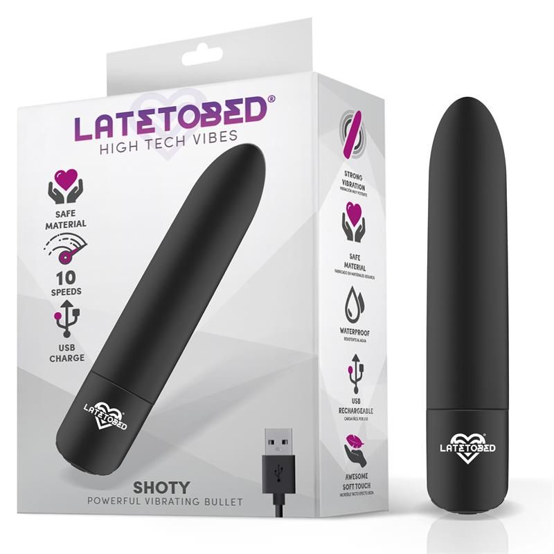 Shoty Vibrating Bullet USB 10 Speeds Powerful Motor Black Shoty Vibrating Bullet USB 10 Speeds Powerful Motor Black