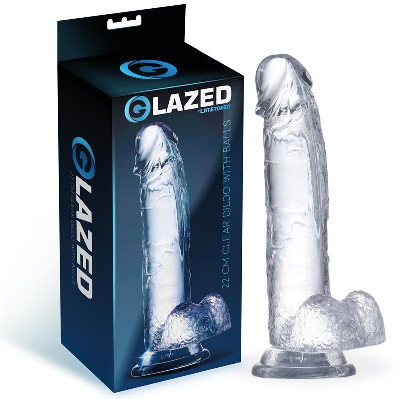 Realistic Dildo with Testicles Crystal Material 22 cm Realistic Dildo with Testicles Crystal Material 22 cm