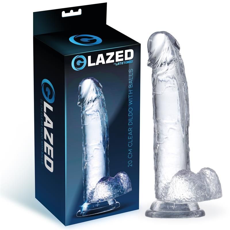 Realistic Dildo with Testicles Crystal Material 20 cm Realistic Dildo with Testicles Crystal Material 20 cm
