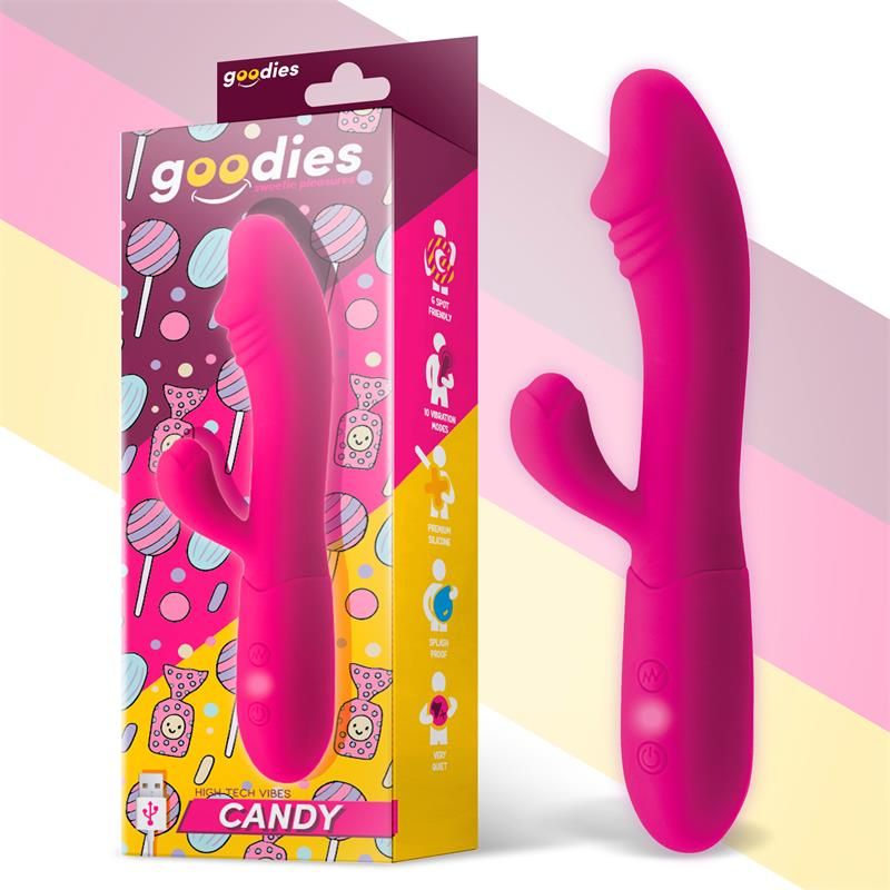 Candy G-Spot Rabbit Vibe USB Silicone Fucshia Candy G-Spot Rabbit Vibe USB Silicone Fucshia