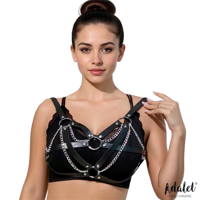 Karina Vegan Leather Harness Top with Chain One size Karina Vegan Leather Harness Top with Chain One size