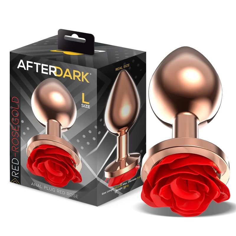 Rose Gold Anal Plugh with Red Rose Base size L Rose Gold Anal Plugh with Red Rose Base size L