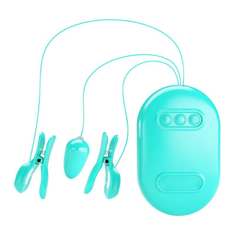 Surprise Box Vibrating Egg with Electric Shock Nipple Clamps Blue Surprise Box Vibrating Egg with Electric Shock Nipple Clamps Blue