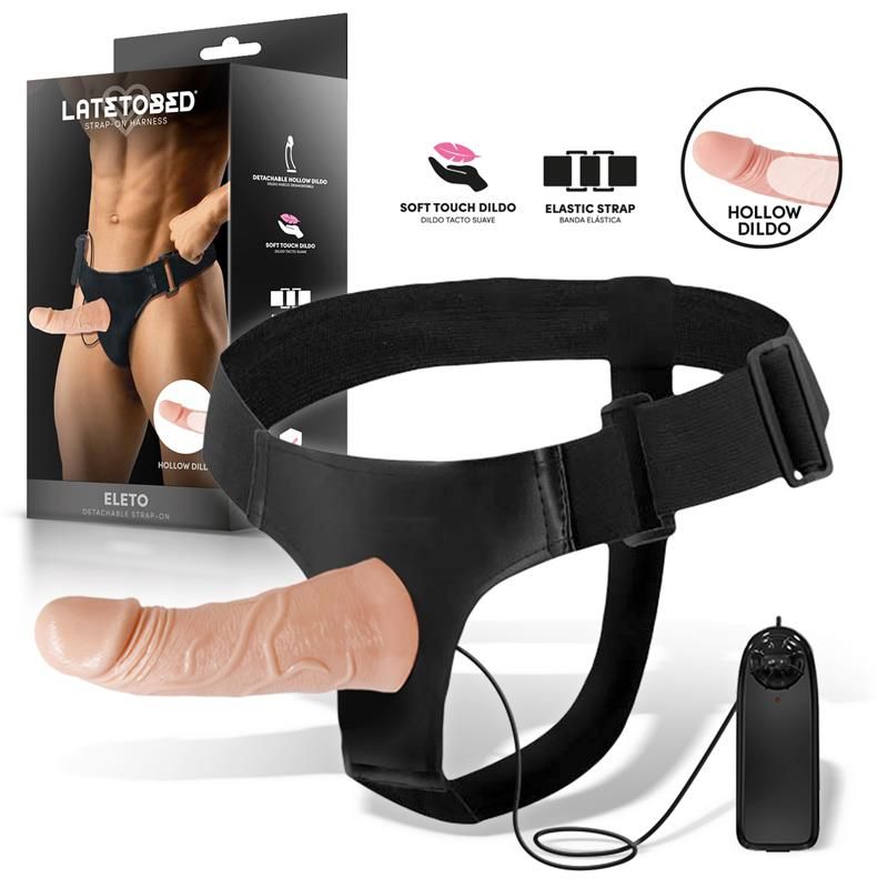 Eleto Detachable Strap-On with Hollow Dildo, Vibration and Remote Control Eleto Detachable Strap-On with Hollow Dildo, Vibration and Remote Control