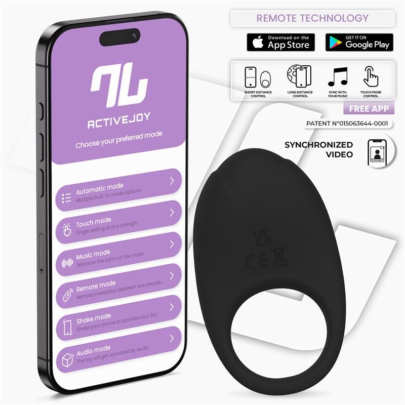Ringo Vibrating Ring with App Unibody Black Ringo Vibrating Ring with App Unibody Black