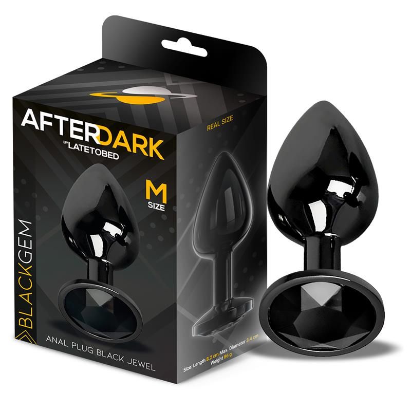 Blackgem Metalic Butt Plug with Jewel Black Size M Blackgem Metalic Butt Plug with Jewel Black Size M