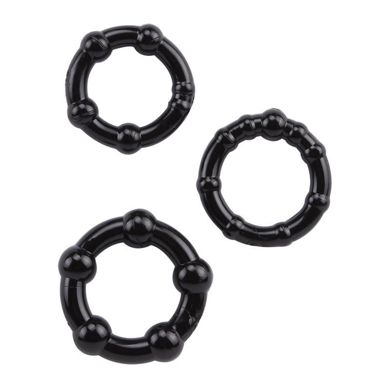 Beaded Cock Rings-Black Beaded Cock Rings-Black