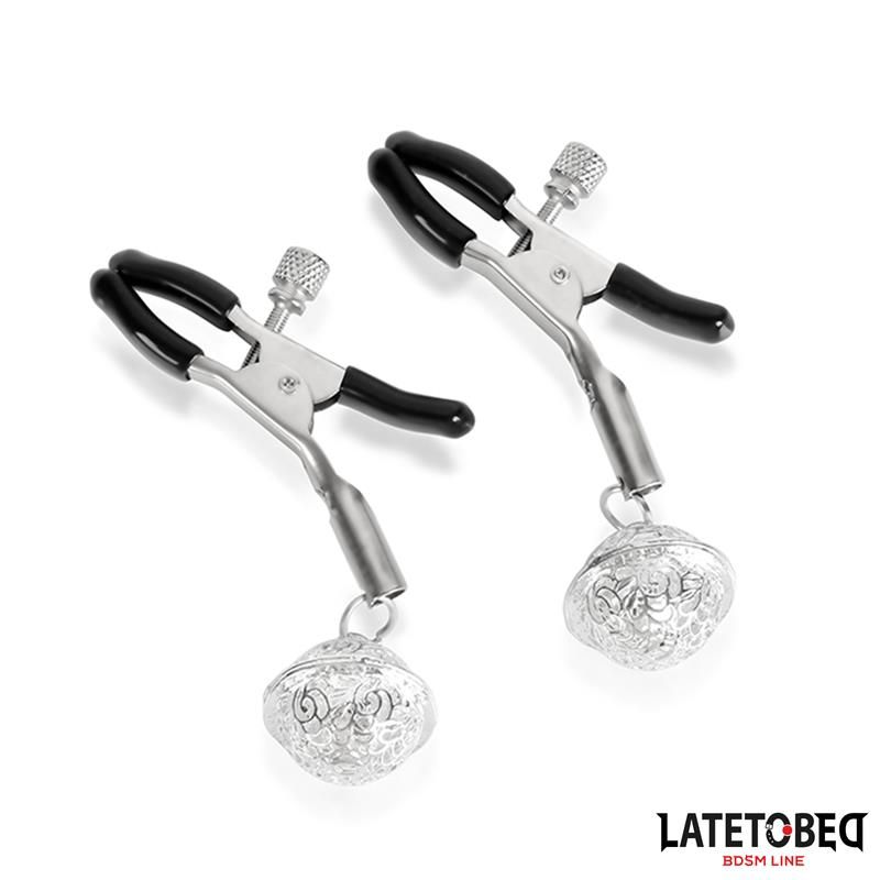 Nipple Clamps with Bell Silver and Black Nipple Clamps with Bell Silver and Black