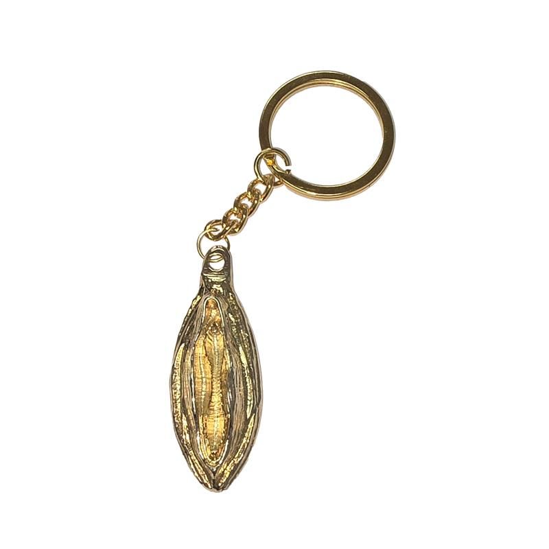 labia-shaped metal keychain Golden labia-shaped metal keychain Golden