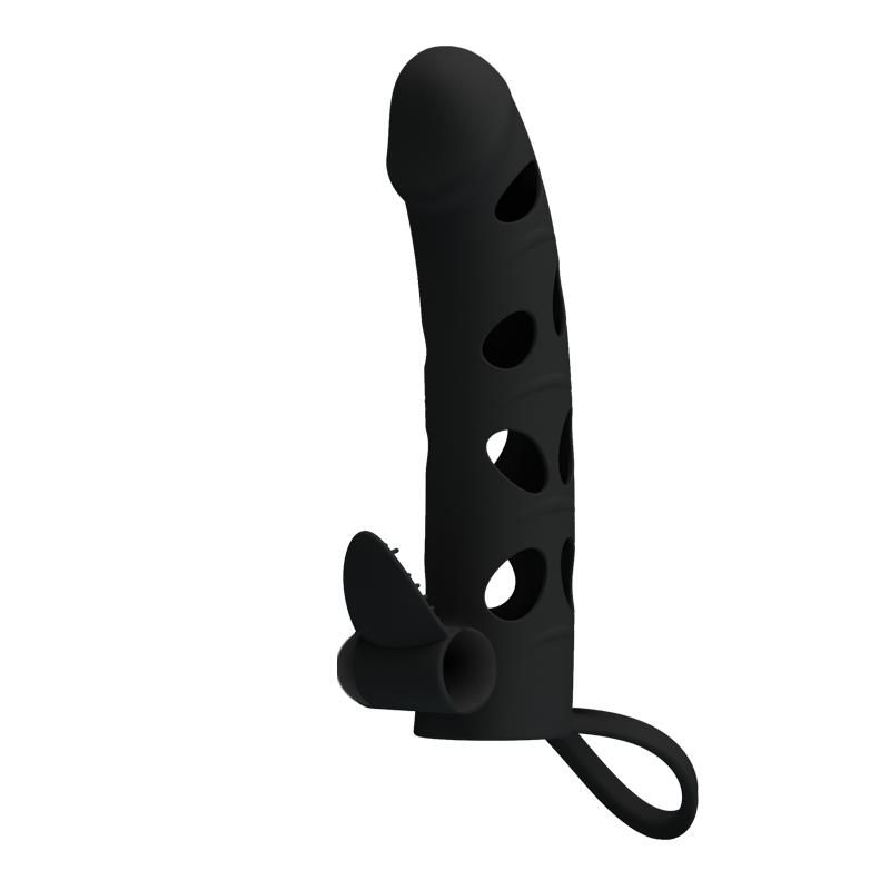 Cock Sleeve with Bullet Black Cock Sleeve with Bullet Black