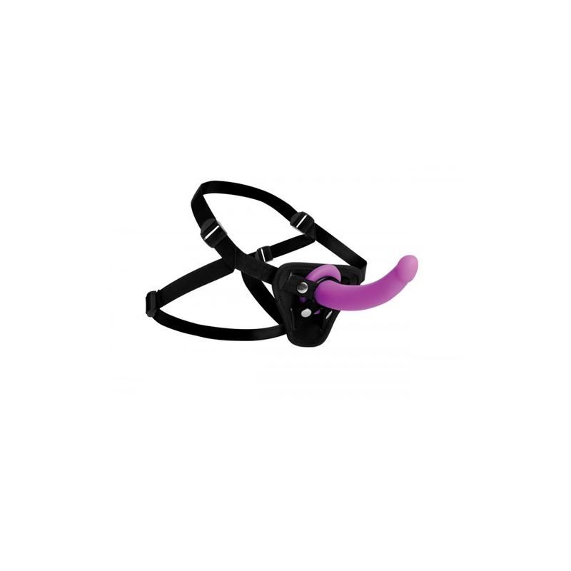 Navigator Silicone G-Spot Dildo with Harness Purple Navigator Silicone G-Spot Dildo with Harness Purple