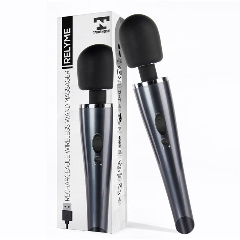 Wand Massager Relyme USB Silicone Black Wand Massager Relyme USB Silicone Black