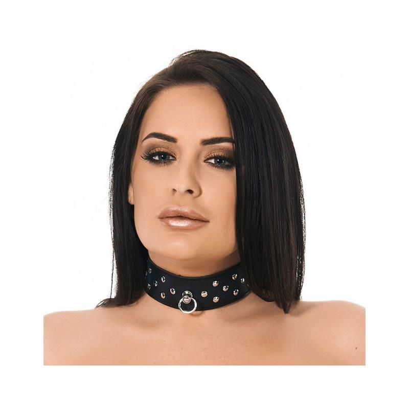Leather Collar with Ring and Rivets - Taglia S/M Leather Collar with Ring and Rivets - Taglia S/M