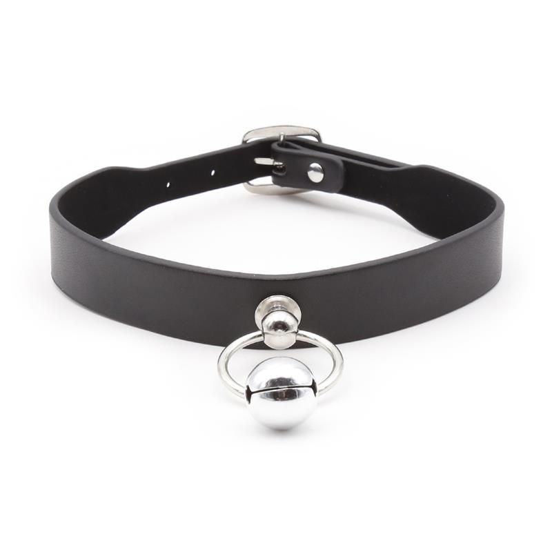 Collar with Hoop and Bell Black Collar with Hoop and Bell Black