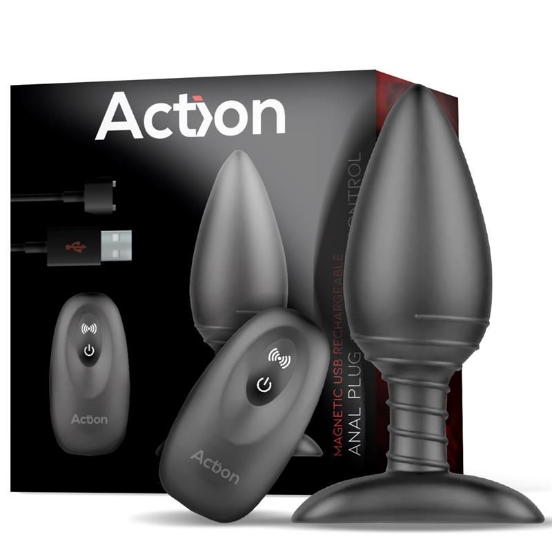 Asher Butt Plug with Remote Control Magnetic USB Black Asher Butt Plug with Remote Control Magnetic USB Black