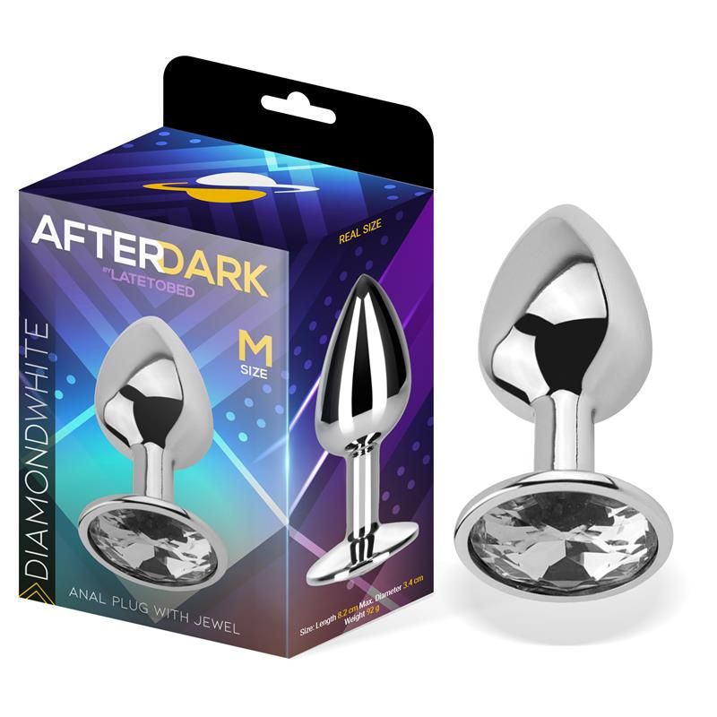 Butt Plug with Jewel Diamond White Size M Aluminium Butt Plug with Jewel Diamond White Size M Aluminium