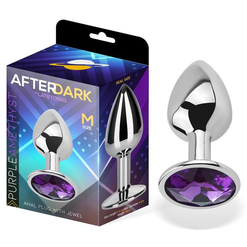 Butt Plug with Jewel Purple Amethyst Size M Aluminium Butt Plug with Jewel Purple Amethyst Size M Aluminium