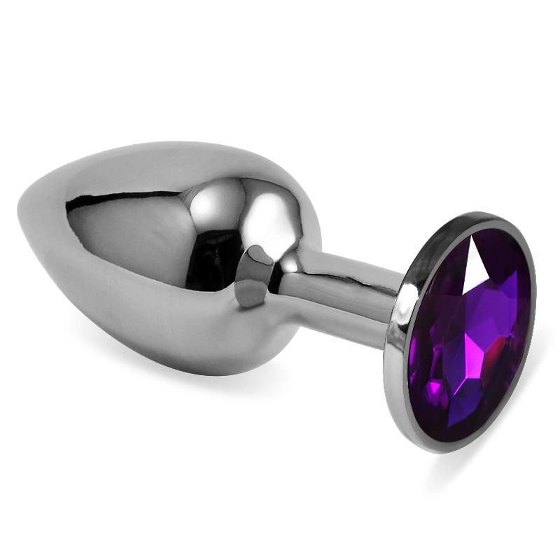 Butt Plug Silver Rosebud Classic with Purple Jewel Size S Butt Plug Silver Rosebud Classic with Purple Jewel Size S