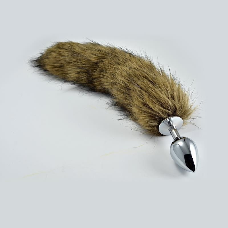 Metal Butt Plug with Brown Fox Tail Size S Metal Butt Plug with Brown Fox Tail Size S