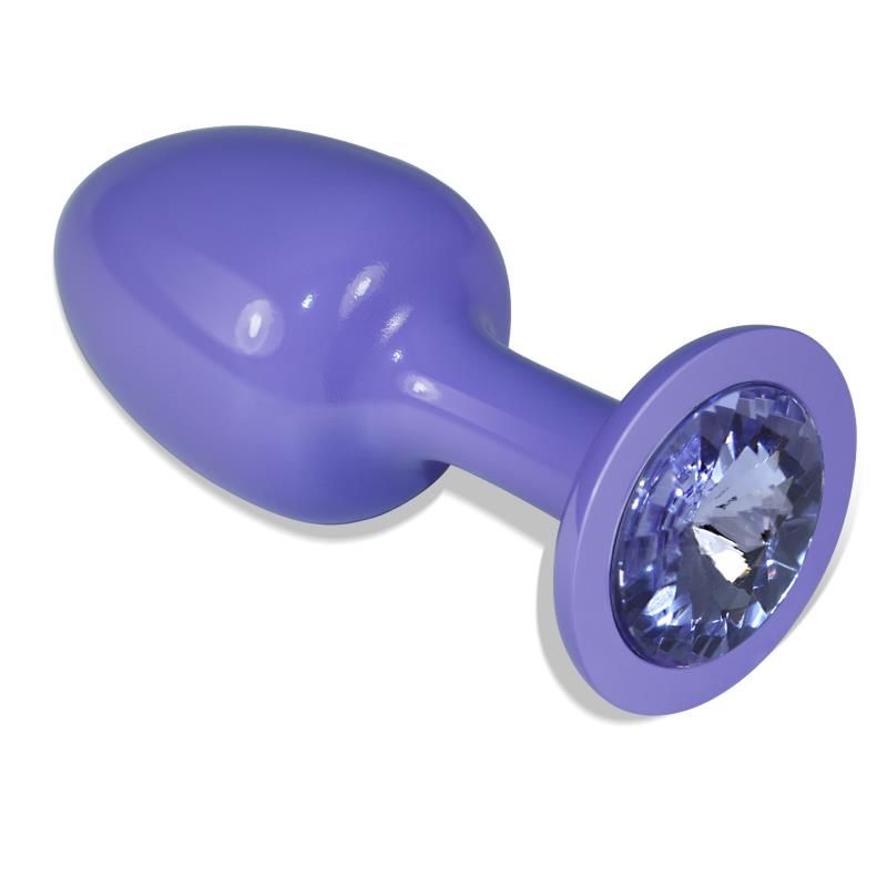 Metal Butt Plug Purple Rosebud with Blue Jewel Metal Butt Plug Purple Rosebud with Blue Jewel