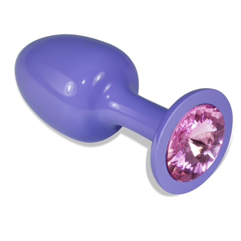 Metal Butt Plug Purple Rosebud with Pink Jewel Metal Butt Plug Purple Rosebud with Pink Jewel