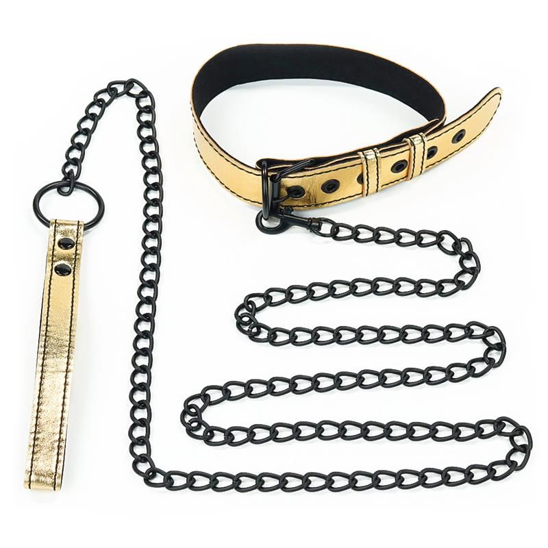Collar with Leash Bondage Gold Collar with Leash Bondage Gold