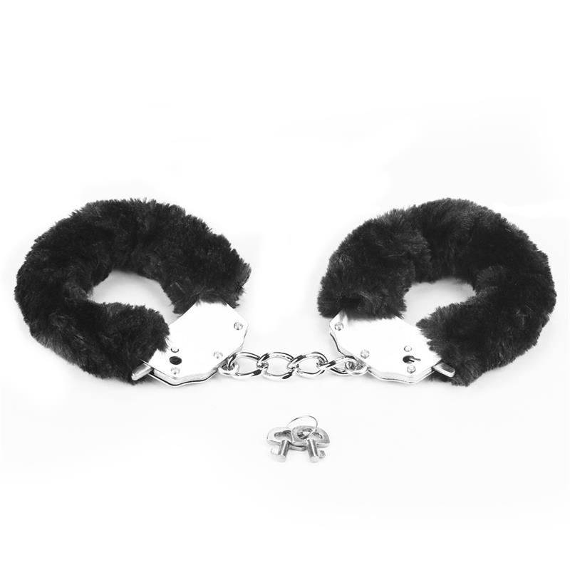 Furry Metal Handcuffs Black Furry Metal Handcuffs Black