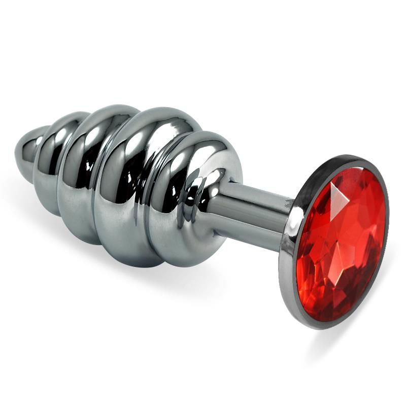 Spiral Butt Plug Rosebud with Red Jewel Spiral Butt Plug Rosebud with Red Jewel
