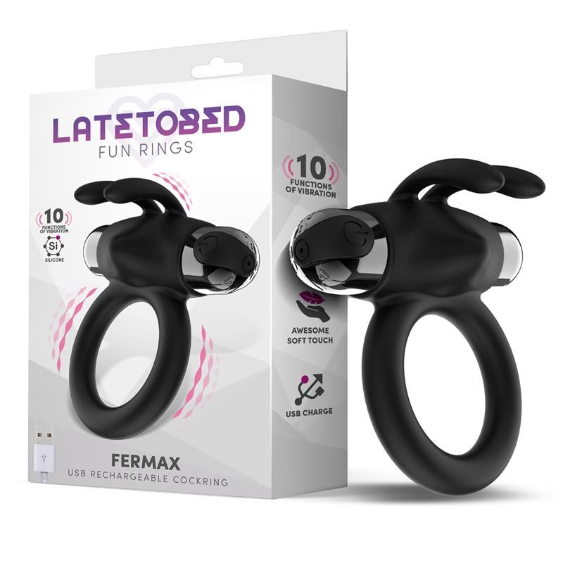 Fermax Vibrating Ring with Rabbit USB Silicone Black Fermax Vibrating Ring with Rabbit USB Silicone Black