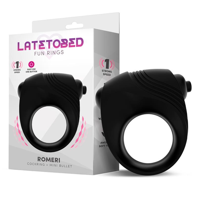 Romeri Ring + Vibrating Bullet Silicone Black Romeri Ring + Vibrating Bullet Silicone Black
