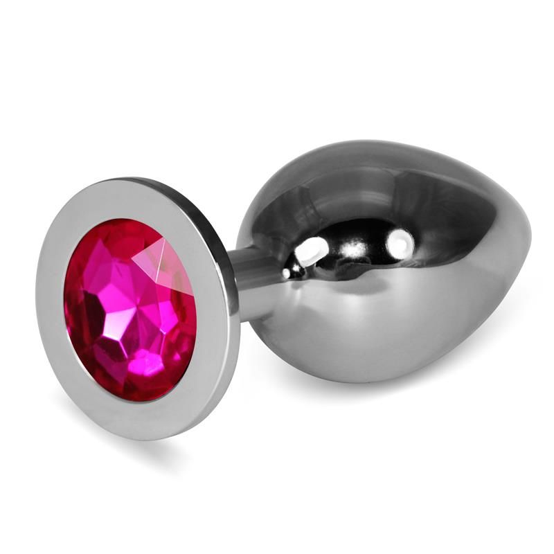 Metal Butt Plug RoseBud Classic with Fuchsia Jewel Size L Metal Butt Plug RoseBud Classic with Fuchsia Jewel Size L