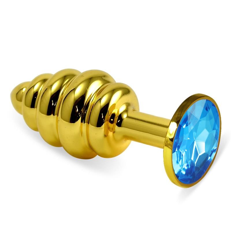 Spiral Butt Plug Rosebud with Blue Jewel Spiral Butt Plug Rosebud with Blue Jewel