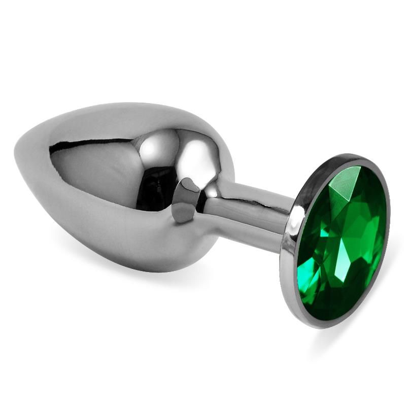 Butt Plug Silver Rosebud Classic with Green Jewel Size S Butt Plug Silver Rosebud Classic with Green Jewel Size S