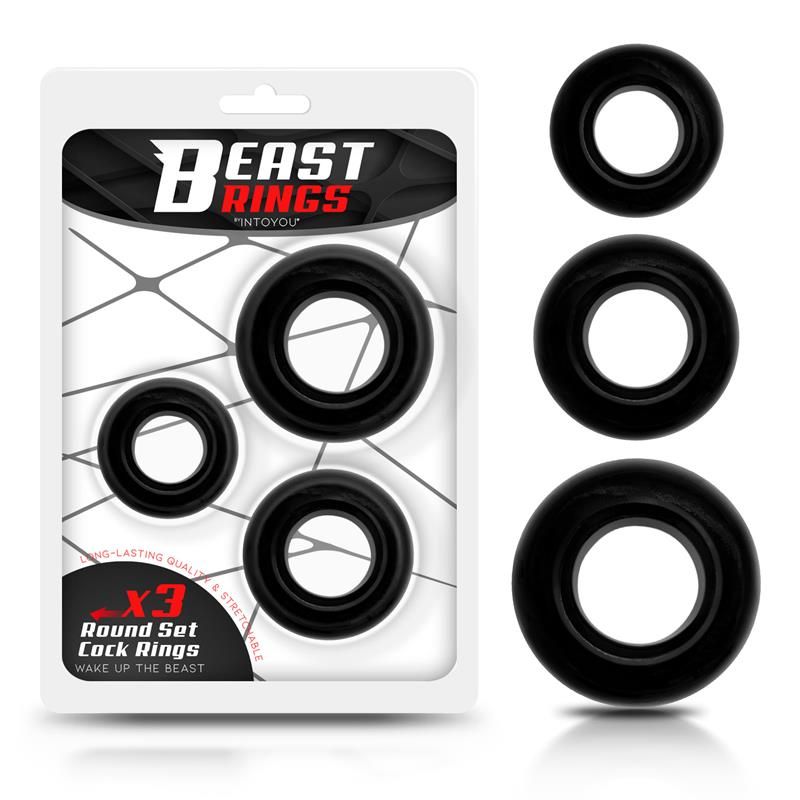 Set of 3 Cock Rings Flexible Black Set of 3 Cock Rings Flexible Black
