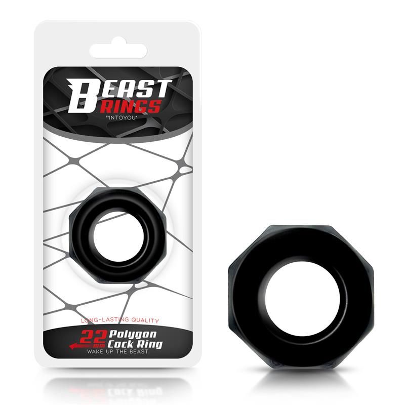Cock Ring Super Flexible Polygonal 2.2 cm Black Cock Ring Super Flexible Polygonal 2.2 cm Black