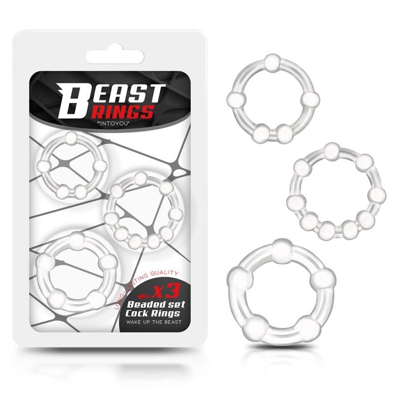 Set of 3 Penis Ring Beaded Flexibles Clear Set of 3 Penis Ring Beaded Flexibles Clear
