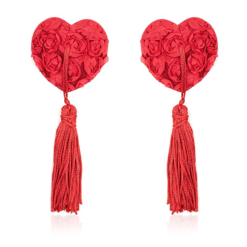 Rose Heart Nipple Covers Red Rose Heart Nipple Covers Red