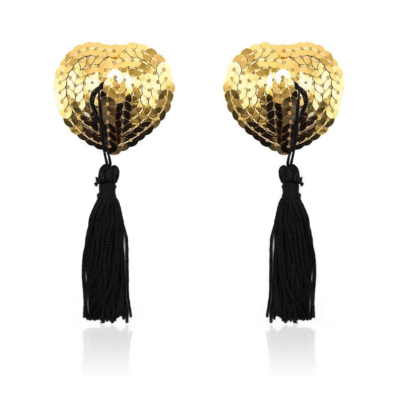 Heart Nipple Cover with Gold Sequins Heart Nipple Cover with Gold Sequins
