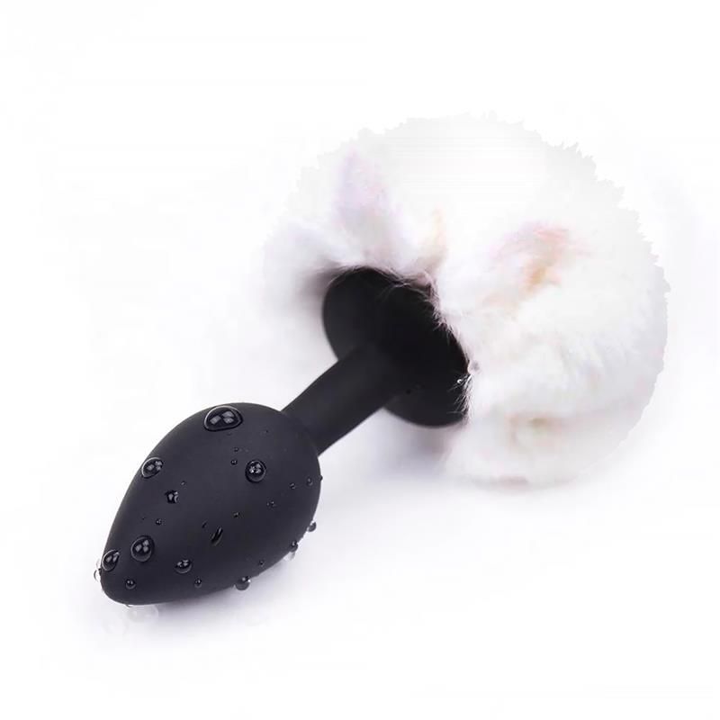 Butt Plug with Pompon White Size S Butt Plug with Pompon White Size S