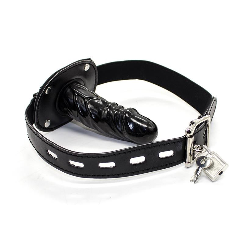 Locking Long Penis 10 cm Gag Ball Black Locking Long Penis 10 cm Gag Ball Black