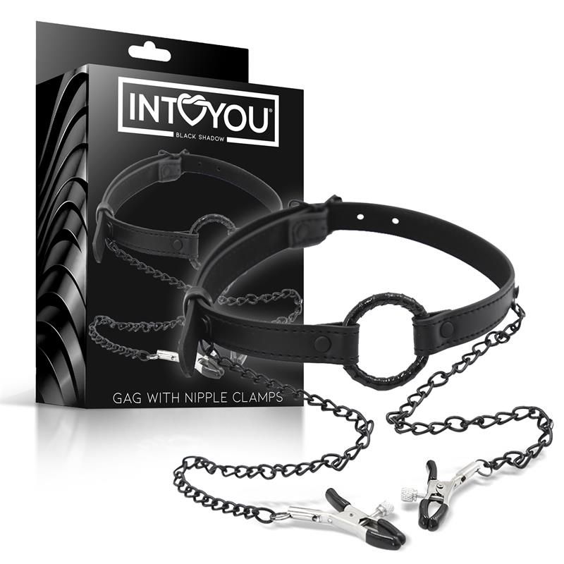 O Ring Gag and Nipple Clamps Vegan Leather O Ring Gag and Nipple Clamps Vegan Leather