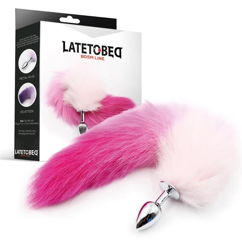 Butt Plug with Pink and White Tail Size S Butt Plug with Pink and White Tail Size S